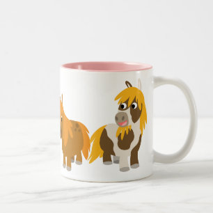 2 Couleurs Tasse mignonne de deux poneys de bande dessinée
