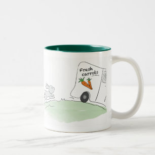 2 Couleurs Tasse mignonne de lapin (chassant des carottes)