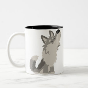 2 Couleurs Tasse mignonne de loup de bande dessinée
