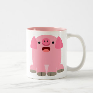 2 Couleurs Tasse mignonne de porc de bande dessinée d'Oinking