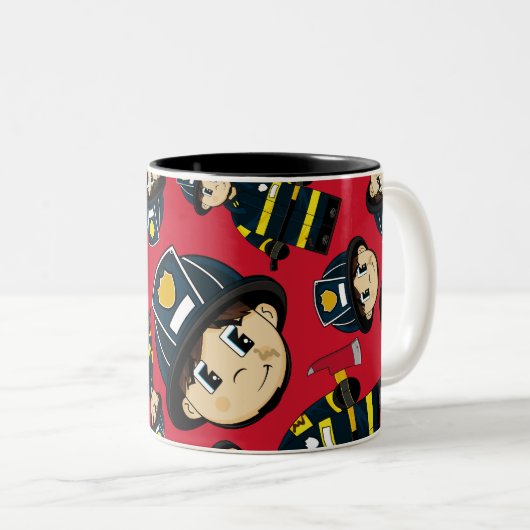 2 Couleurs Tasse mignonne de sapeur-pompier (Devant droit)