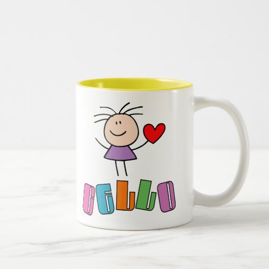 2 Couleurs Tasse mignonne de violoncelle d'amour d'I (Droit)