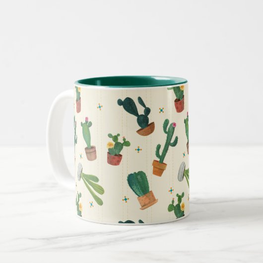 2 Couleurs Tasse mignonne d'impression de cactus (Devant gauche)