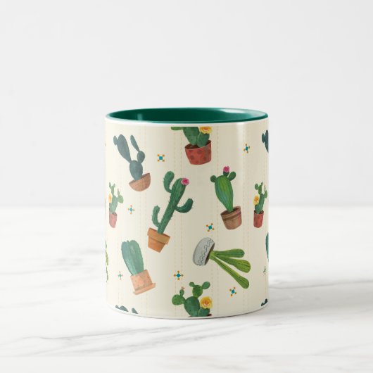 2 Couleurs Tasse mignonne d'impression de cactus (Centre)