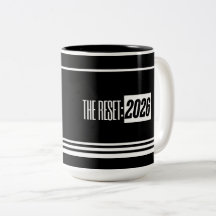 Tasse minimale noire et blanche Reset 2026