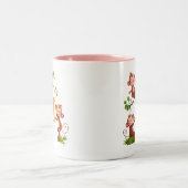 2 Couleurs Tasse moderne avec singes mignons et initiale rose (Centre)