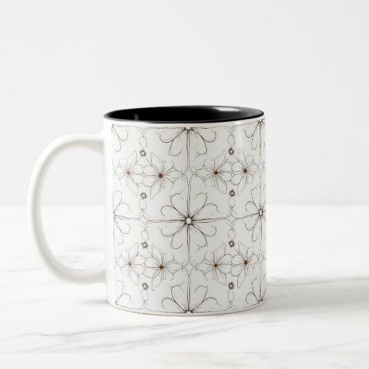 2 Couleurs Tasse motif de fleur de dessin moderne (Gauche)