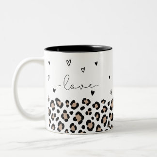 2 Couleurs Tasse motif léopard coeur Love