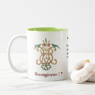 2 Couleurs Tasse multilingue de matin de *Good de Buongiorno/