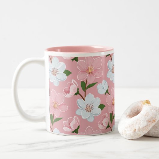 2 Couleurs Tasse Murmure de fleurs (Avec donut)