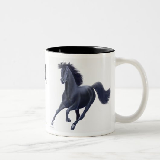 2 Couleurs Tasse noire de chevaux de pur sang (Droit)
