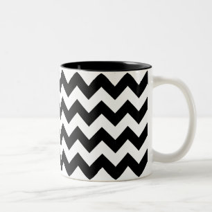 2 Couleurs Tasse noire et blanche d'impression de Chevron