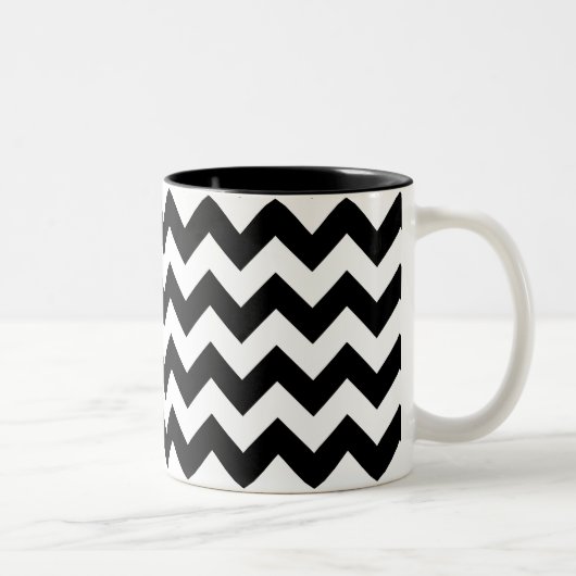 2 Couleurs Tasse noire et blanche d'impression de Chevron (Droit)