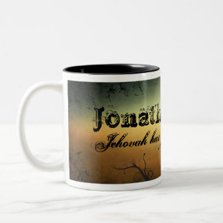2 Couleurs Tasse nommée avec l'arrière - plan grunge et les
