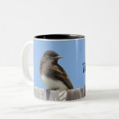 2 Couleurs Tasse - Oiseau sur clôture (Devant gauche)