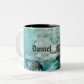 2 Couleurs Tasse orageuse vibrante nommée faite sur commande (Devant gauche)