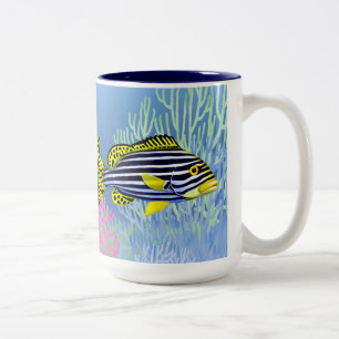 2 Couleurs Tasse orientale de poissons de récif de Sweetlips