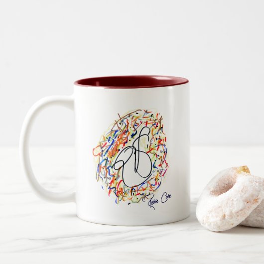 2 Couleurs Tasse originale d'art de Richie Cole (Avec donut)