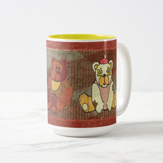 2 Couleurs Tasse Ours en Peluche (Devant droit)