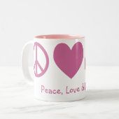 2 Couleurs Tasse Paix, Amour & Vélos (Devant gauche)