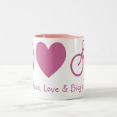 2 Couleurs Tasse Paix, Amour & Vélos (Centre)