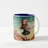 2 Couleurs Tasse "par bord de la mer" (Devant droit)