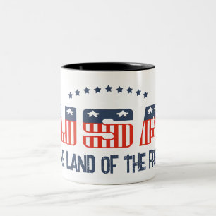 2 Couleurs Tasse Patriotique Terre de Liberté