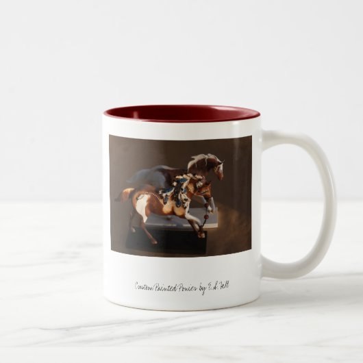 2 Couleurs Tasse peinte de poneys - customisée - customisée (Droit)