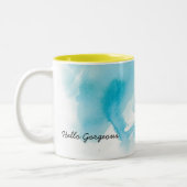 2 Couleurs Tasse personnalisable d'aquarelle d'Aqua turquoise (Gauche)