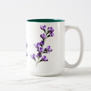 2 Couleurs Tasse personnalisable de fleurs pourpres de pois