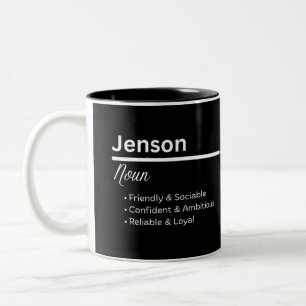 2 Couleurs Tasse personnalisée avec le nom Jenson pour garçon