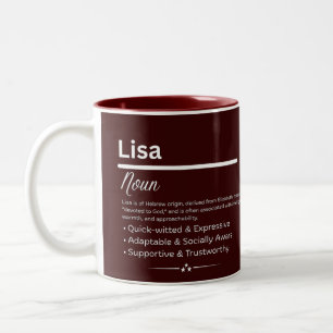 2 Couleurs Tasse personnalisée avec le nom Lisa Définition