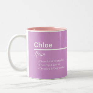 2 Couleurs Tasse personnalisée avec le prénom Chloé Cadeau