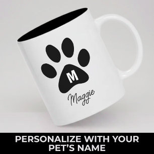 2 Couleurs Tasse personnalisée avec monogramme de patte, cade