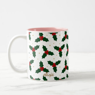 2 Couleurs Tasse personnalisée avec motif de Noël aux baies d