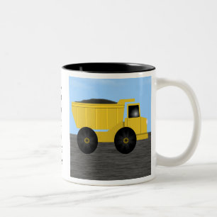 2 Couleurs Tasse personnalisée avec nom Camion à benne Bradle