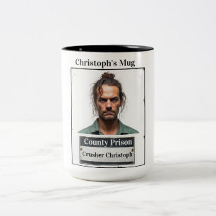 2 Couleurs Tasse personnalisée avec photo et nom de prison Bl