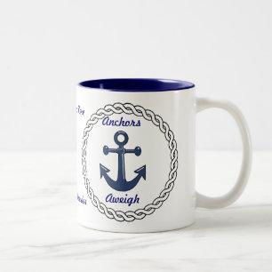 2 Couleurs Tasse personnalisée Aweigh d'Ancres
