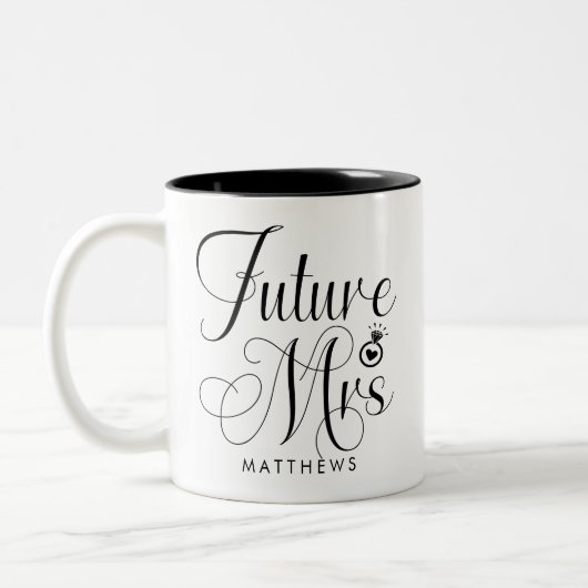 2 Couleurs Tasse personnalisée calligraphiée Future Mrs (Gauche)