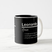 2 Couleurs Tasse personnalisée Définition du prénom Leonardo  (Devant droit)