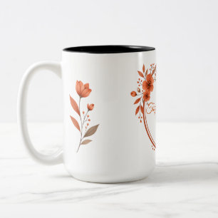 2 Couleurs Tasse personnalisée en terre cuite avec motif flor