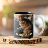 2 Couleurs Tasse personnalisée Grand-père Chat avec photo, no