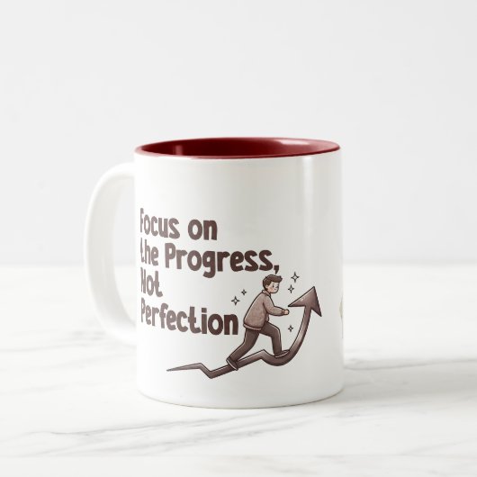2 Couleurs Tasse personnalisée 'Se concentrer sur le progrès (Devant gauche)
