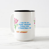 2 Couleurs Tasse Philippiens 4:13 (Devant gauche)