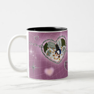 2 Couleurs Tasse Photo de Couple Double Cœur Personnalisée