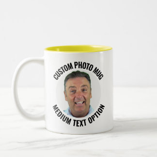 2 Couleurs Tasse photo personnalisée jaune bicolore avec text