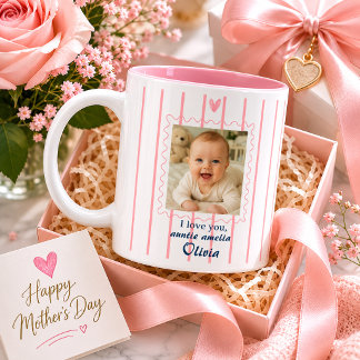2 Couleurs Tasse Photo Tante Personnalisée avec Photo de Bébé