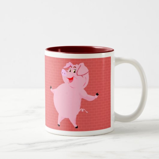 2 Couleurs Tasse - porc de danse (Droit)