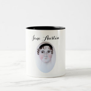 2 Couleurs Tasse portrait aquarelle de Jane Austen