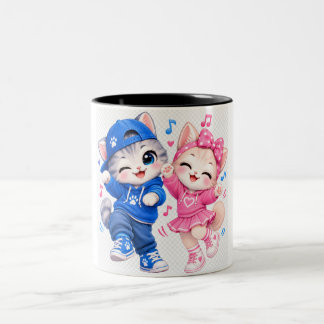 2 Couleurs Tasse pour couple Chats Mignons qui Dansent Tasse